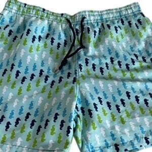 "CAPELLE" Mens Swim Trunks SZ XL Drawstring Sea Horses‎ Beach Vacation 2 Layers